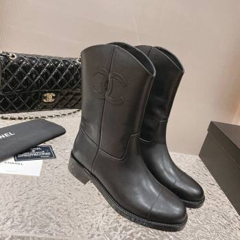 Chanel Calfskin Ankle Boots 4.5cm with Side CC Black 2023 CH121305 (MD-231213022)