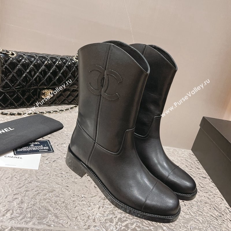 Chanel Calfskin Ankle Boots 4.5cm with Side CC Black 2023 CH121305 (MD-231213022)