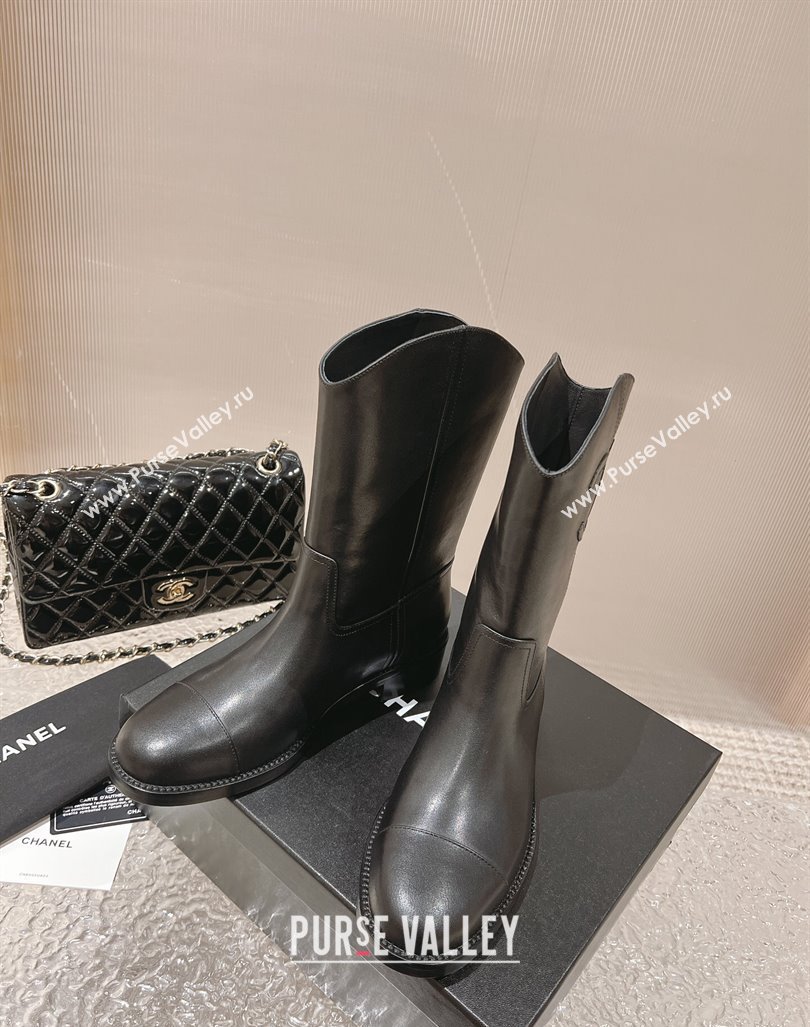 Chanel Calfskin Ankle Boots 4.5cm with Side CC Black 2023 CH121305 (MD-231213022)