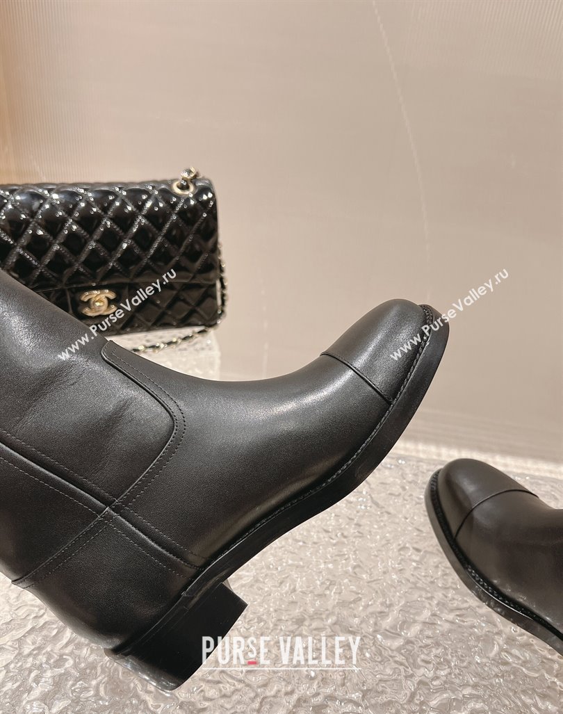 Chanel Calfskin Ankle Boots 4.5cm with Side CC Black 2023 CH121305 (MD-231213022)