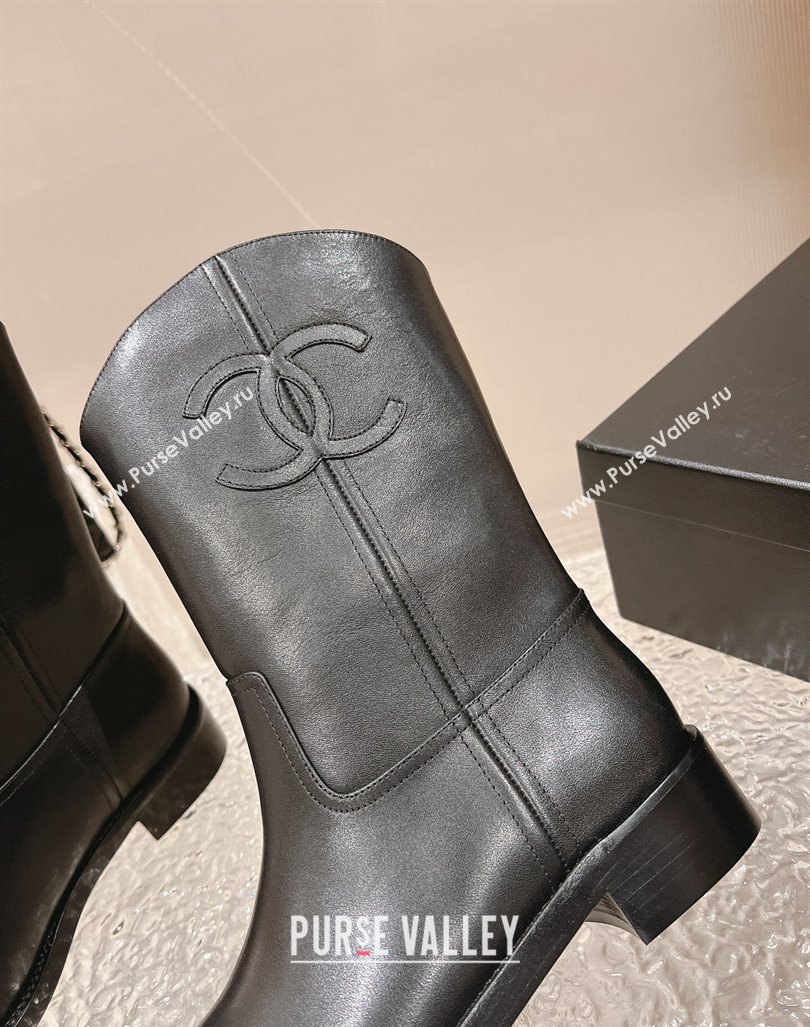 Chanel Calfskin Ankle Boots 4.5cm with Side CC Black 2023 CH121305 (MD-231213022)