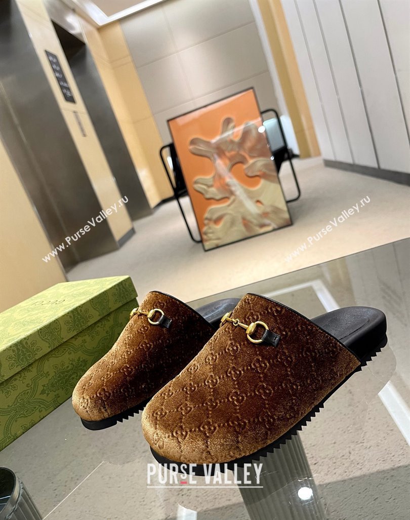 Gucci GG Fabric Platform Slide Sandals Brown 2023 ‎749815 (MD-231215122)