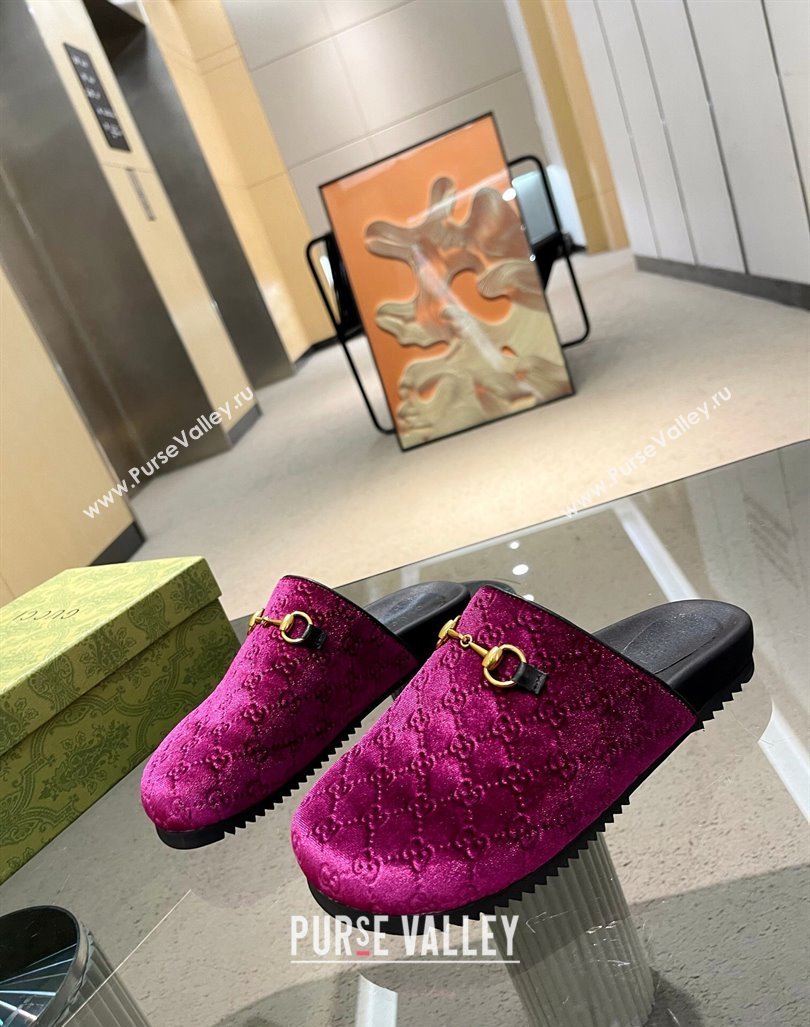 Gucci GG Fabric Platform Slide Sandals Purple 2023 ‎749815 (MD-231215123)