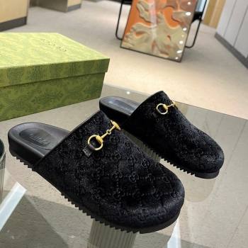 Gucci GG Fabric Platform Slide Sandals Black 2023 ‎749815 (MD-231215124)