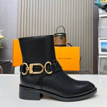 Louis Vuitton Westside Flat Ankle Boots in Black Calf Leather with Hook Chain 2023 1AC6WL (MD-231218026)