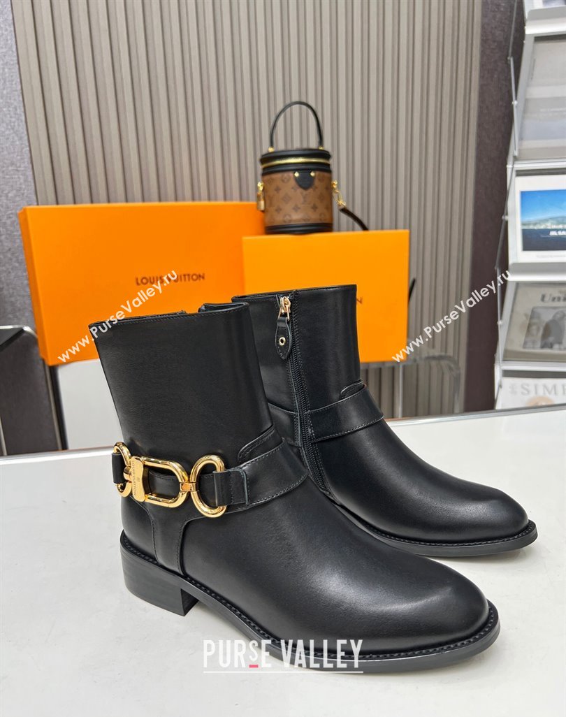 Louis Vuitton Westside Flat Ankle Boots in Black Calf Leather with Hook Chain 2023 1AC6WL (MD-231218026)