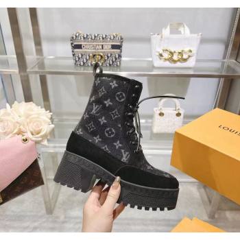 Louis Vuitton Laureate Platform Desert Ankle Boots in Monogram Wool Grey/Black 2023 1AC7M0 (MD-231218031)