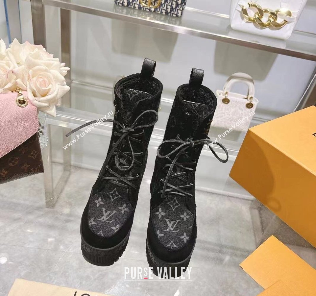 Louis Vuitton Laureate Platform Desert Ankle Boots in Monogram Wool Grey/Black 2023 1AC7M0 (MD-231218031)