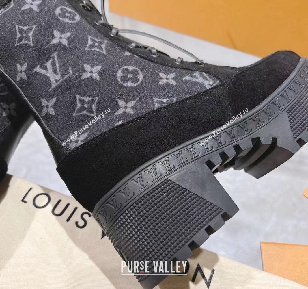 Louis Vuitton Laureate Platform Desert Ankle Boots in Monogram Wool Grey/Black 2023 1AC7M0 (MD-231218031)