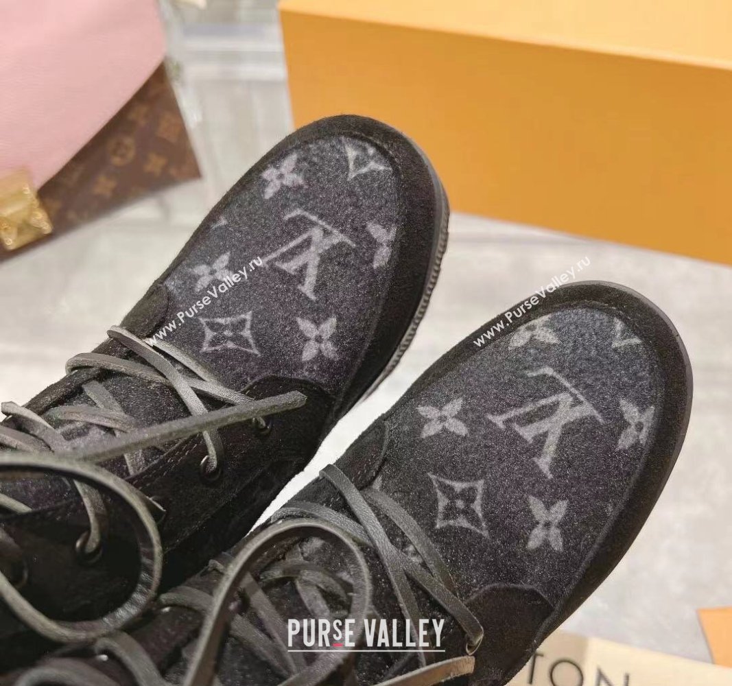 Louis Vuitton Laureate Platform Desert Ankle Boots in Monogram Wool Grey/Black 2023 1AC7M0 (MD-231218031)