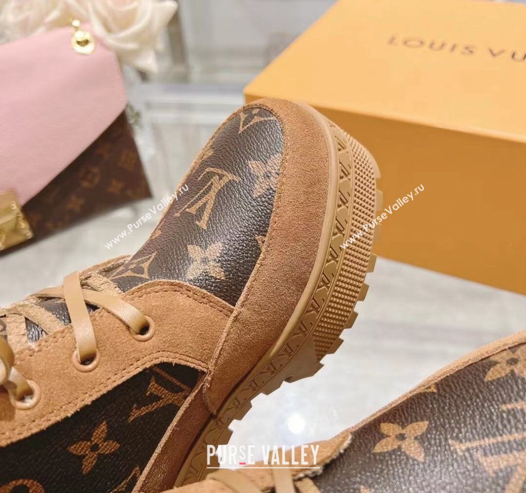 Louis Vuitton Laureate Platform Desert Ankle Boots in Brown Suede and Monogram Canvas 2023 1AC7M0 (MD-231218032)