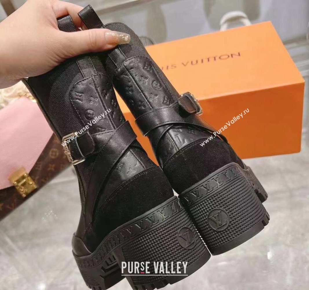 Louis Vuitton Laureate Platform Desert Ankle Boots in Leather with Strap Buckle Black 2023 1ACAAE (MD-231218036)