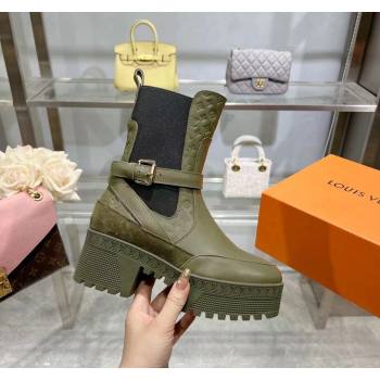 Louis Vuitton Laureate Platform Desert Ankle Boots in Leather with Strap Buckle Green 2023 1ACAAE (MD-231218037)