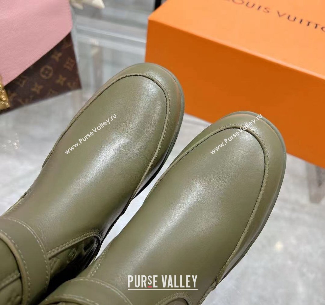 Louis Vuitton Laureate Platform Desert Ankle Boots in Leather with Strap Buckle Green 2023 1ACAAE (MD-231218037)
