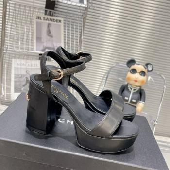 Chanel Calfskin Platform Sandals with Back Signature Black 2023 CH121306 (MD-231213026)