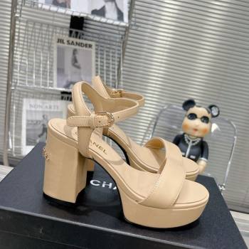 Chanel Calfskin Platform Sandals with Back Signature Beige 2023 CH121306 (MD-231213027)