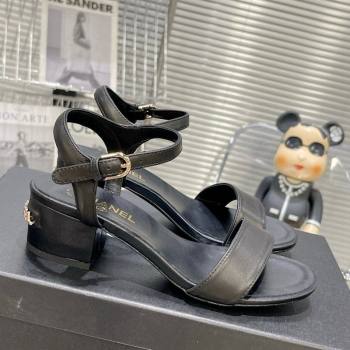 Chanel Calfskin Heel Sandals with Back Signature Black 2023 CH121306 (MD-231213025)