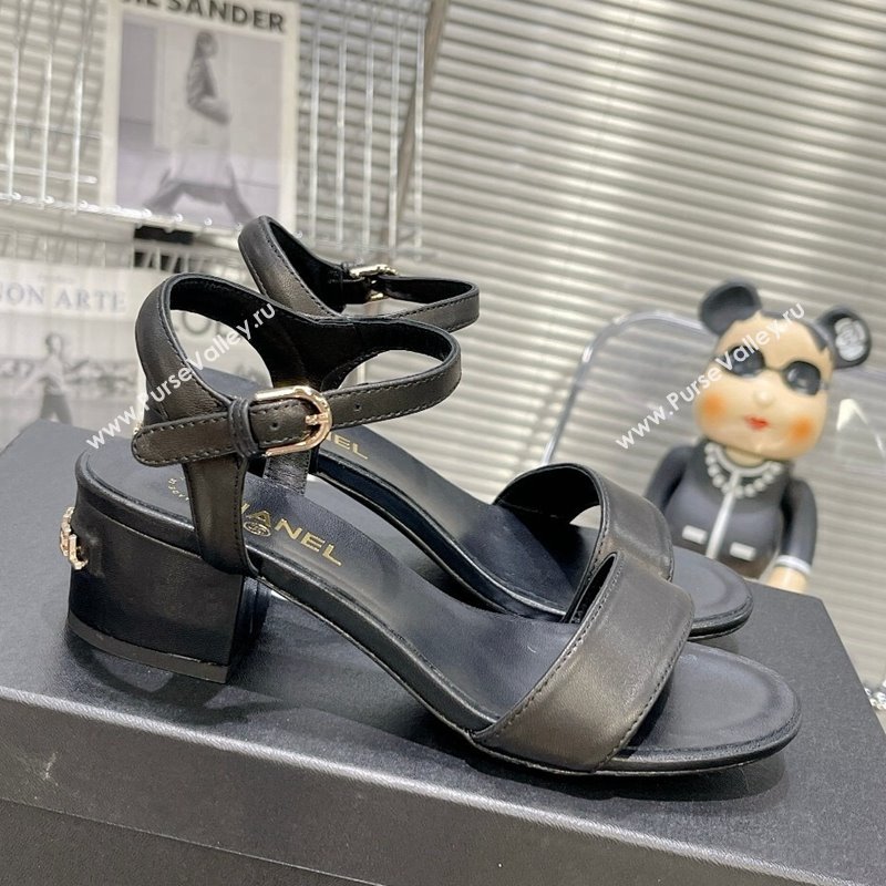 Chanel Calfskin Heel Sandals with Back Signature Black 2023 CH121306 (MD-231213025)