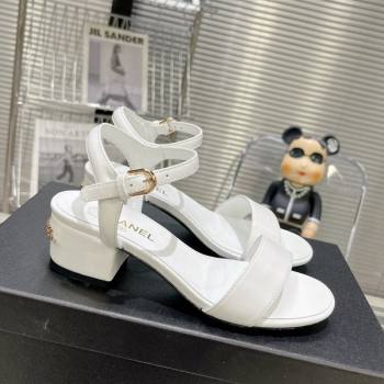 Chanel Calfskin Heel Sandals with Back Signature White 2023 CH121306 (MD-231213028)