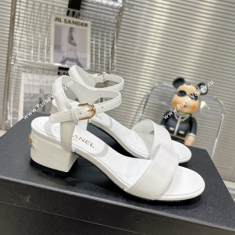 Chanel Calfskin Heel Sandals with Back Signature White 2023 CH121306 (MD-231213028)