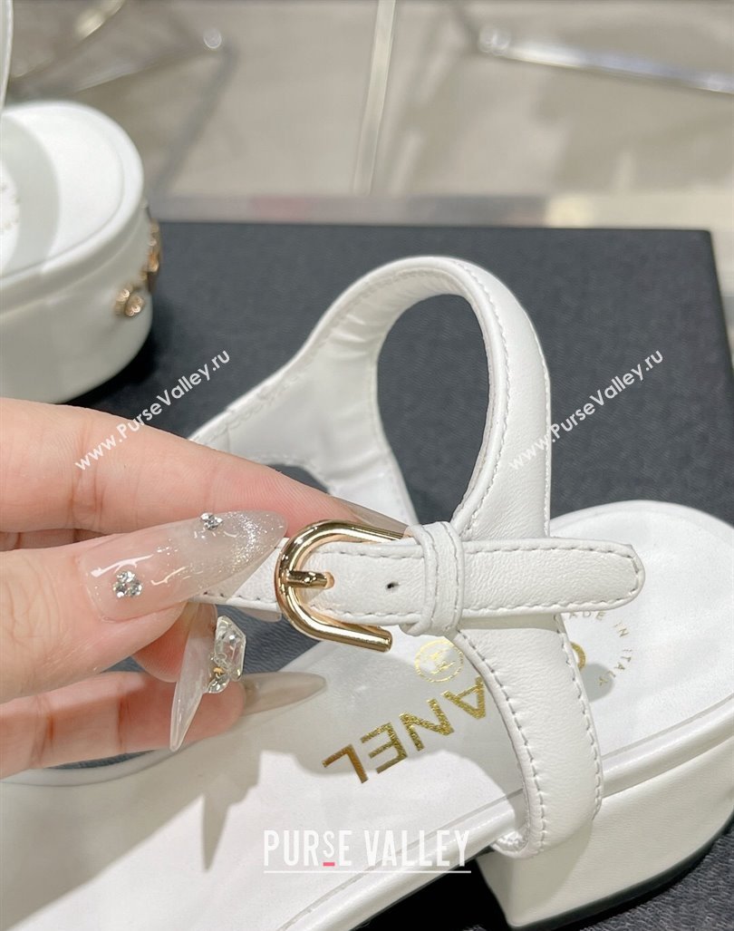 Chanel Calfskin Heel Sandals with Back Signature White 2023 CH121306 (MD-231213028)