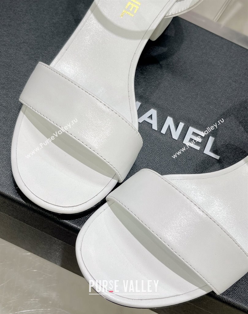 Chanel Calfskin Heel Sandals with Back Signature White 2023 CH121306 (MD-231213028)