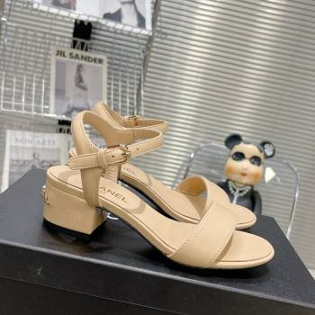 Chanel Calfskin Heel Sandals with Back Signature Beige 2023 CH121306 (MD-231213029)