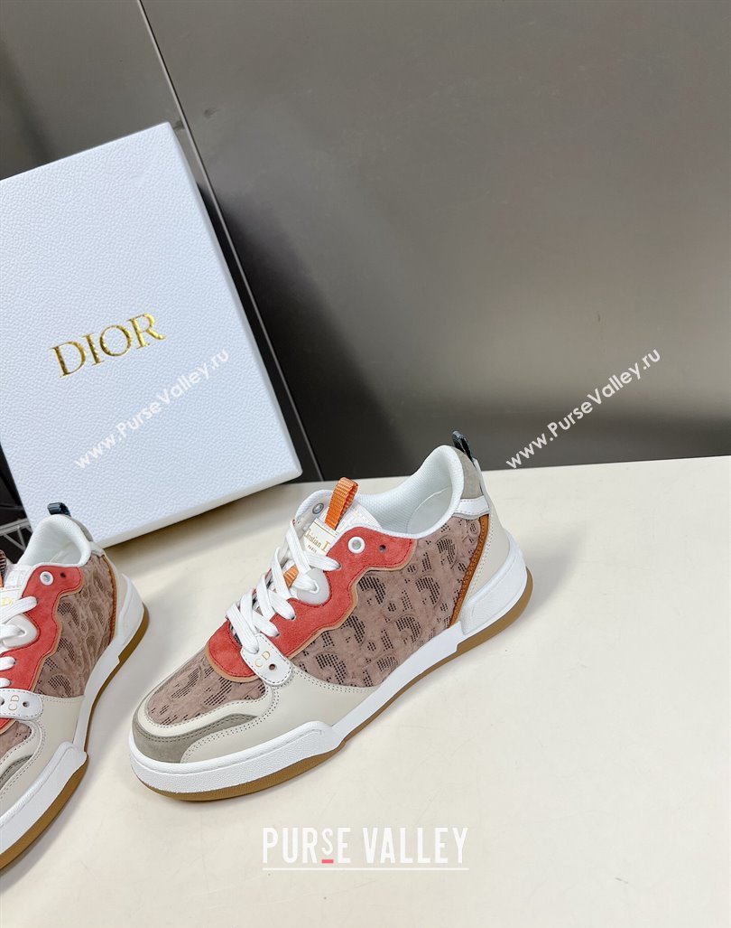 Dior One Sneakers in Oblique Perforated Calfskin and Suede Beige/Orange 2023 DR121402 (MD-231214049)