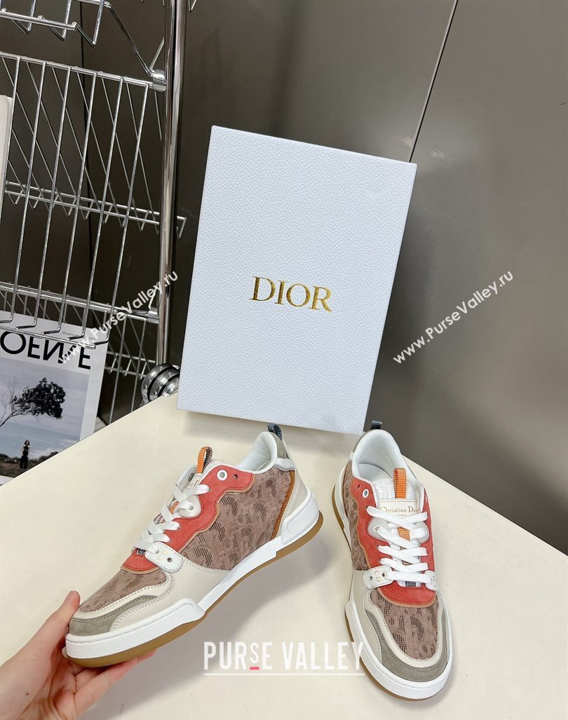 Dior One Sneakers in Oblique Perforated Calfskin and Suede Beige/Orange 2023 DR121402 (MD-231214049)