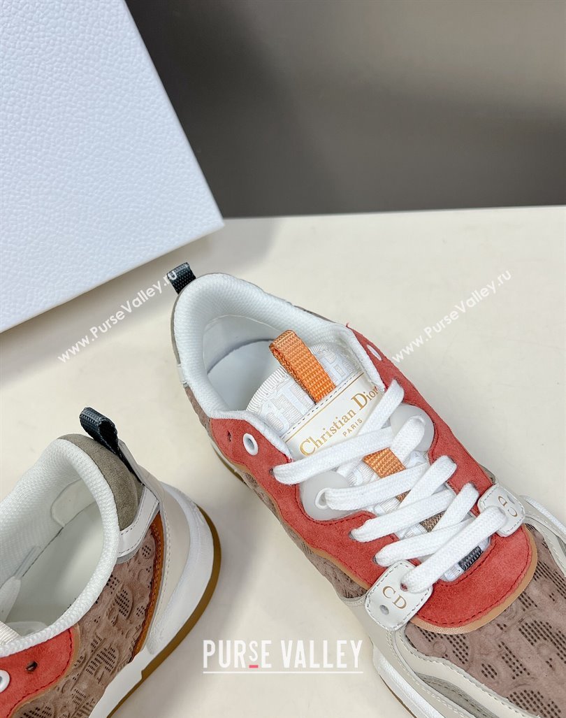 Dior One Sneakers in Oblique Perforated Calfskin and Suede Beige/Orange 2023 DR121402 (MD-231214049)