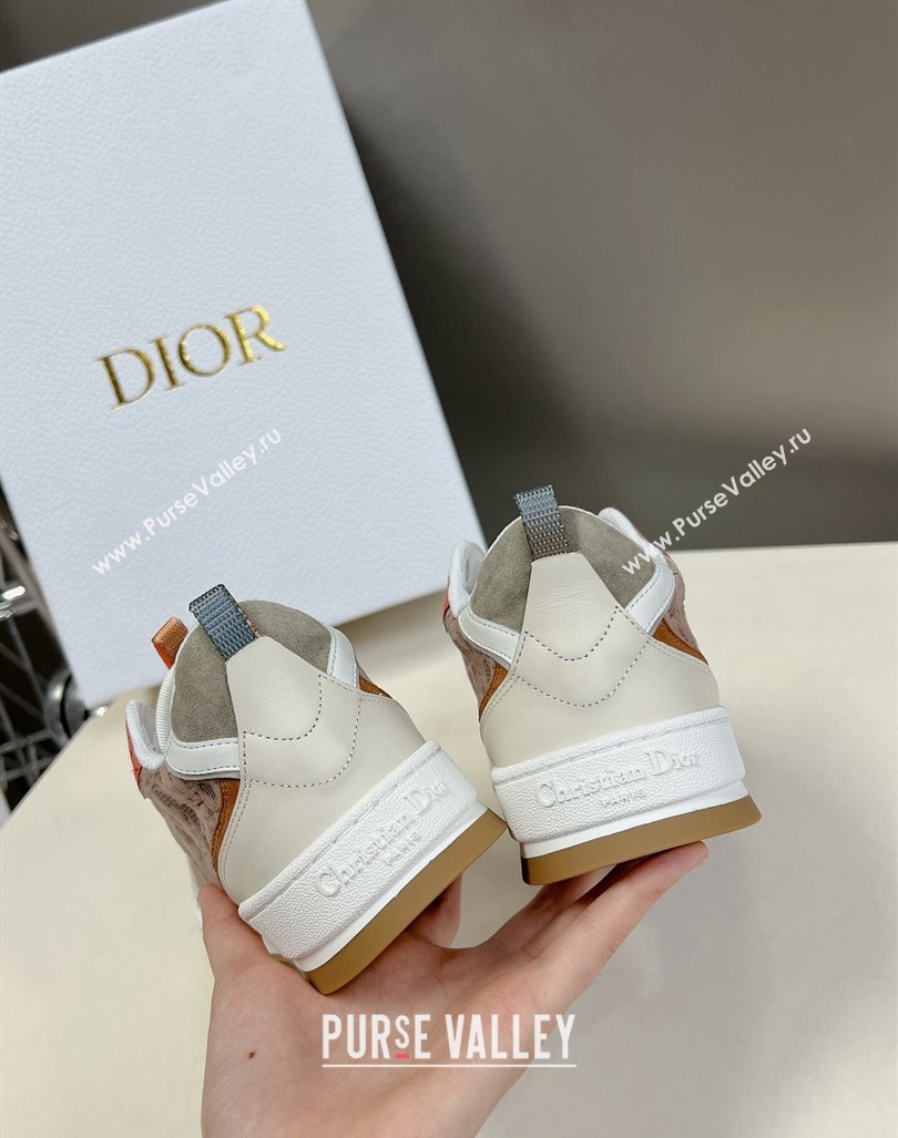 Dior One Sneakers in Oblique Perforated Calfskin and Suede Beige/Orange 2023 DR121402 (MD-231214049)