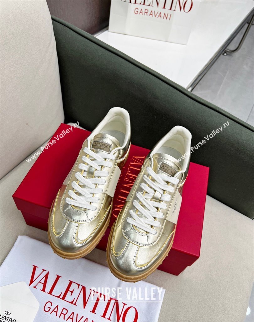 Valentino Upvillage Sneakers in Nappa Calfskin Light Gold 2023 (MD-231218077)