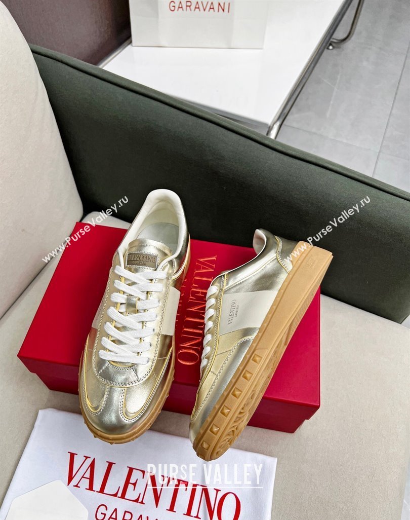 Valentino Upvillage Sneakers in Nappa Calfskin Light Gold 2023 (MD-231218077)