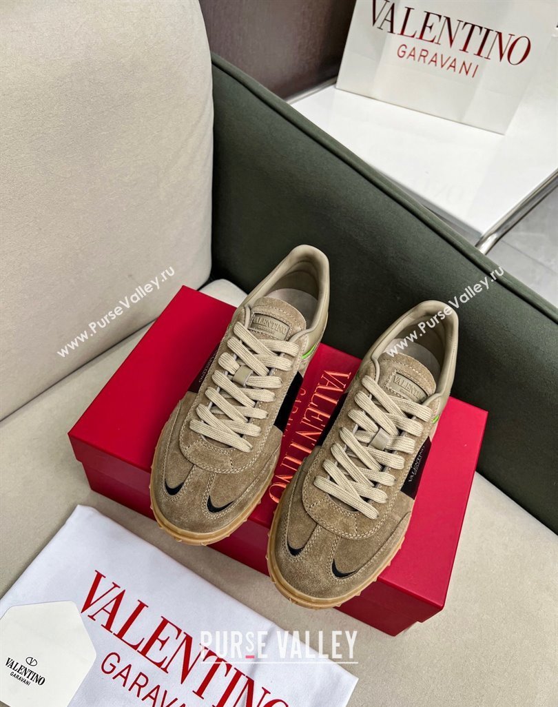 Valentino Upvillage Sneakers in Suede Khaki Grey 2023 (MD-231218084)