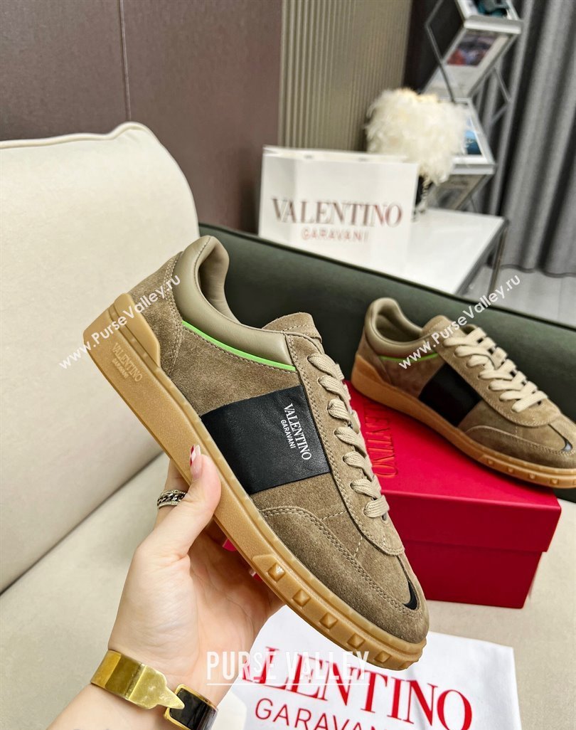 Valentino Upvillage Sneakers in Suede Khaki Grey 2023 (MD-231218084)