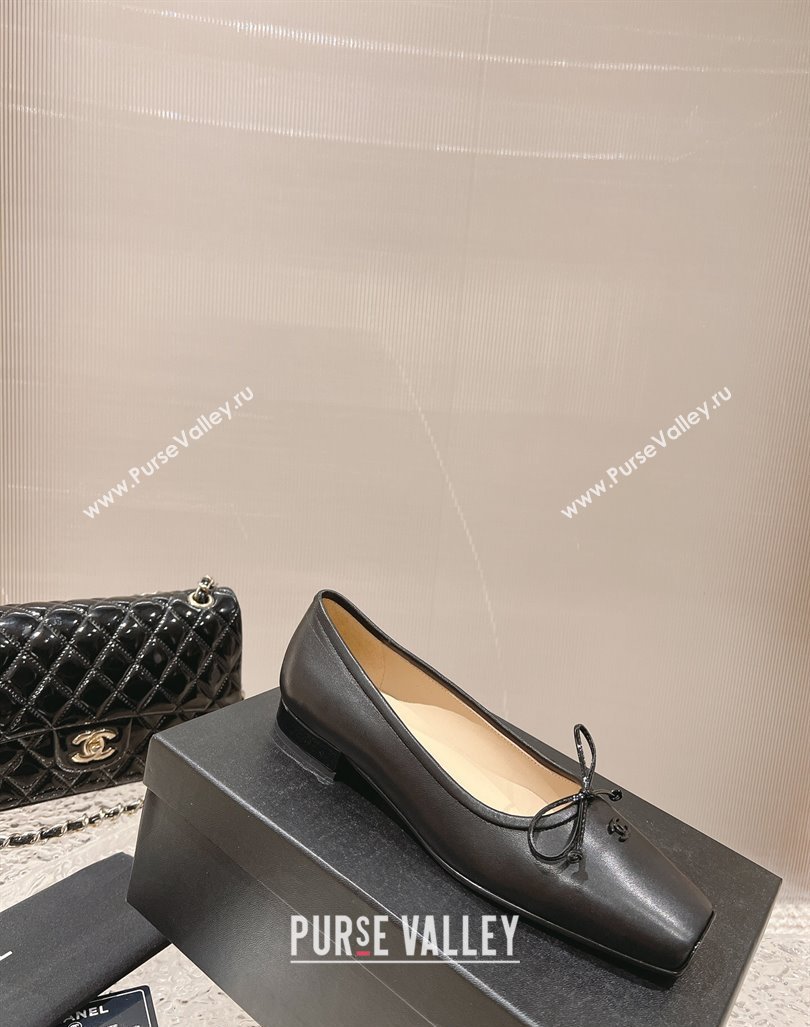 Chanel Lambskin Square Pumps 3.5cm with Bow Black 2023 CH121307 (MD-231213030)