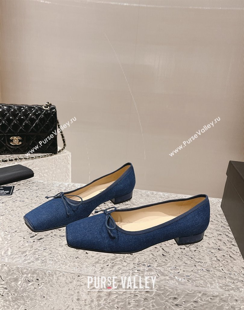 Chanel Blue Denim Square Pumps 3.5cm with Bow 2023 CH121307 (MD-231213031)