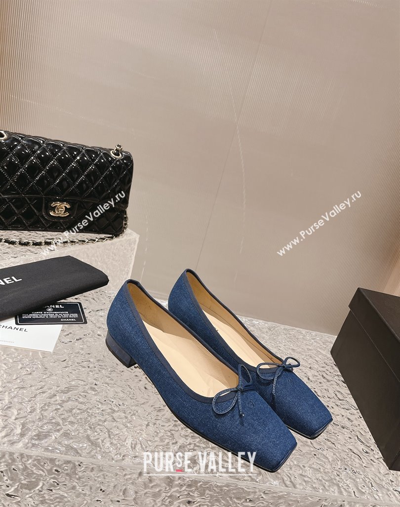 Chanel Blue Denim Square Pumps 3.5cm with Bow 2023 CH121307 (MD-231213031)