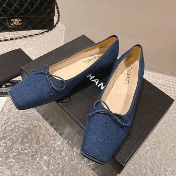 Chanel Blue Denim Square Pumps 3.5cm with Bow 2023 CH121307 (MD-231213031)