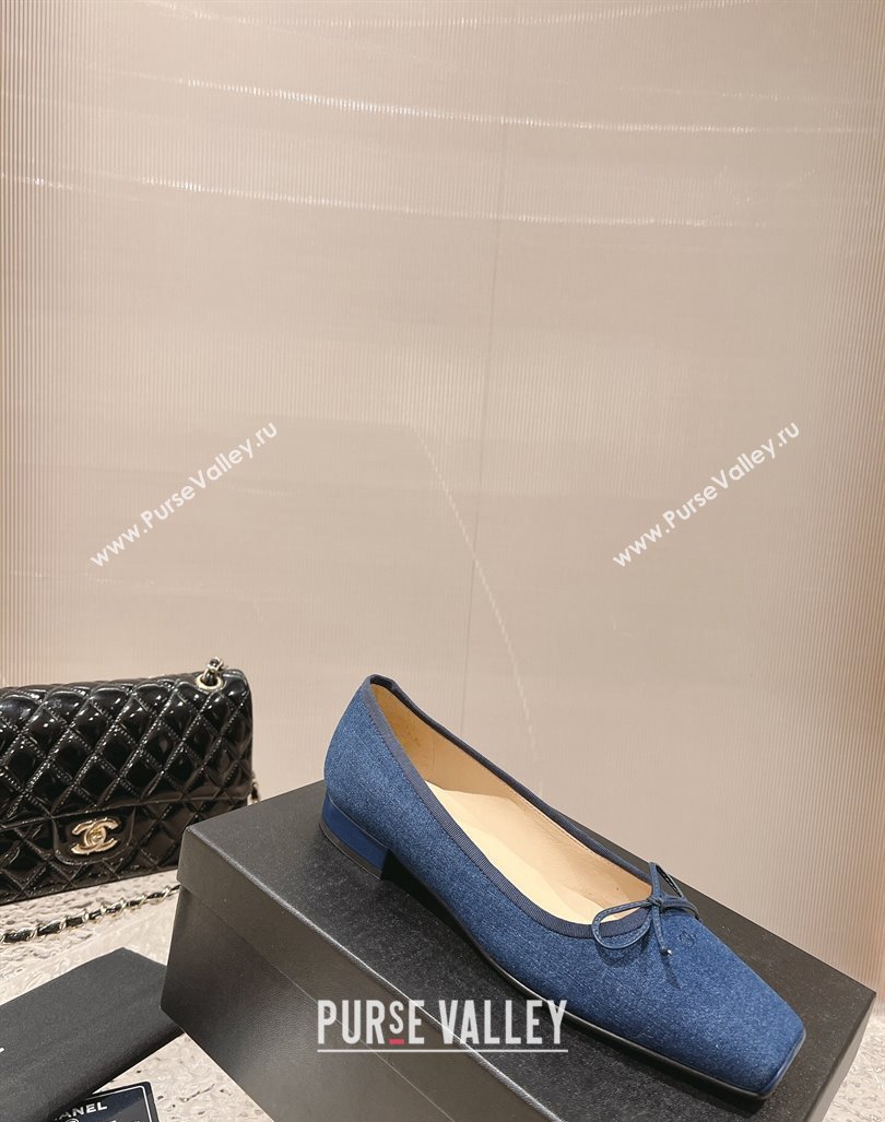 Chanel Blue Denim Square Pumps 3.5cm with Bow 2023 CH121307 (MD-231213031)