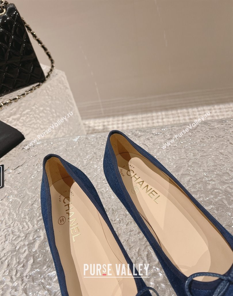 Chanel Blue Denim Square Pumps 3.5cm with Bow 2023 CH121307 (MD-231213031)