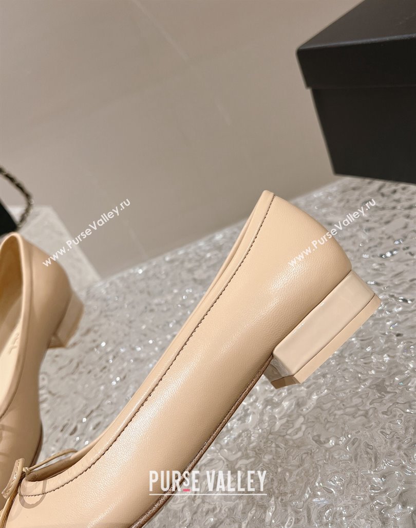 Chanel Lambskin Square Pumps 3.5cm with Bow Beige 2023 CH121307 (MD-231213032)