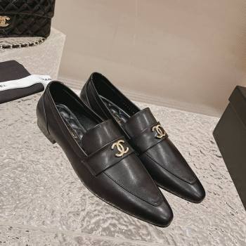 Chanel Calfskin Leather Pointed Loafers Black 2023 CH121309 (MD-231213046)