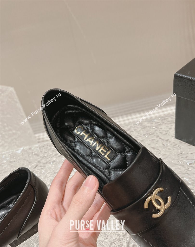 Chanel Calfskin Leather Pointed Loafers Black 2023 CH121309 (MD-231213046)