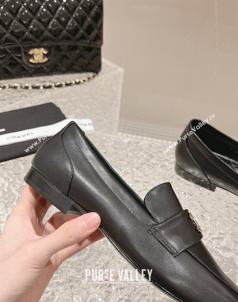 Chanel Calfskin Leather Pointed Loafers Black 2023 CH121309 (MD-231213046)