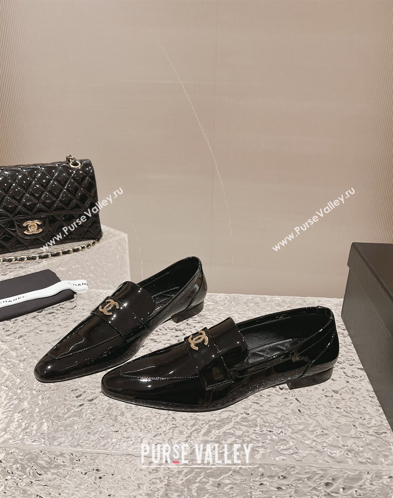 Chanel Patent Calfskin Pointed Loafers Black 2 2023 CH121309 (MD-231213047)