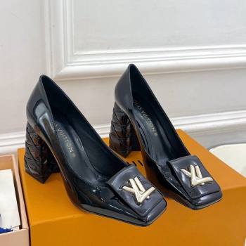 Louis Vuitton Shake Pumps 9cm in Patent Leather with Quilted Block Heel Black 2023 1ACLJS (MD-231218047)