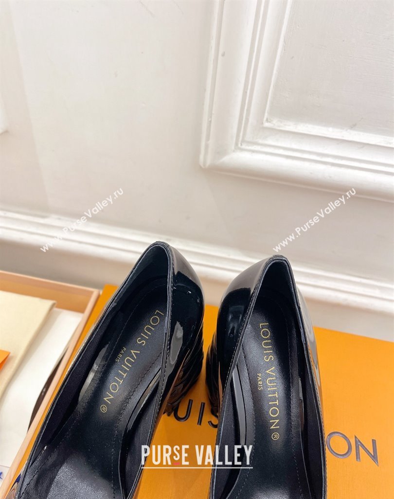 Louis Vuitton Shake Pumps 9cm in Patent Leather with Quilted Block Heel Black 2023 1ACLJS (MD-231218047)