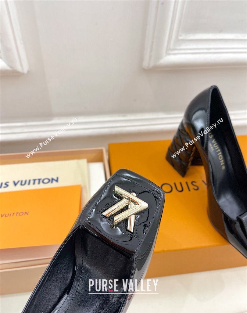 Louis Vuitton Shake Pumps 9cm in Patent Leather with Quilted Block Heel Black 2023 1ACLJS (MD-231218047)