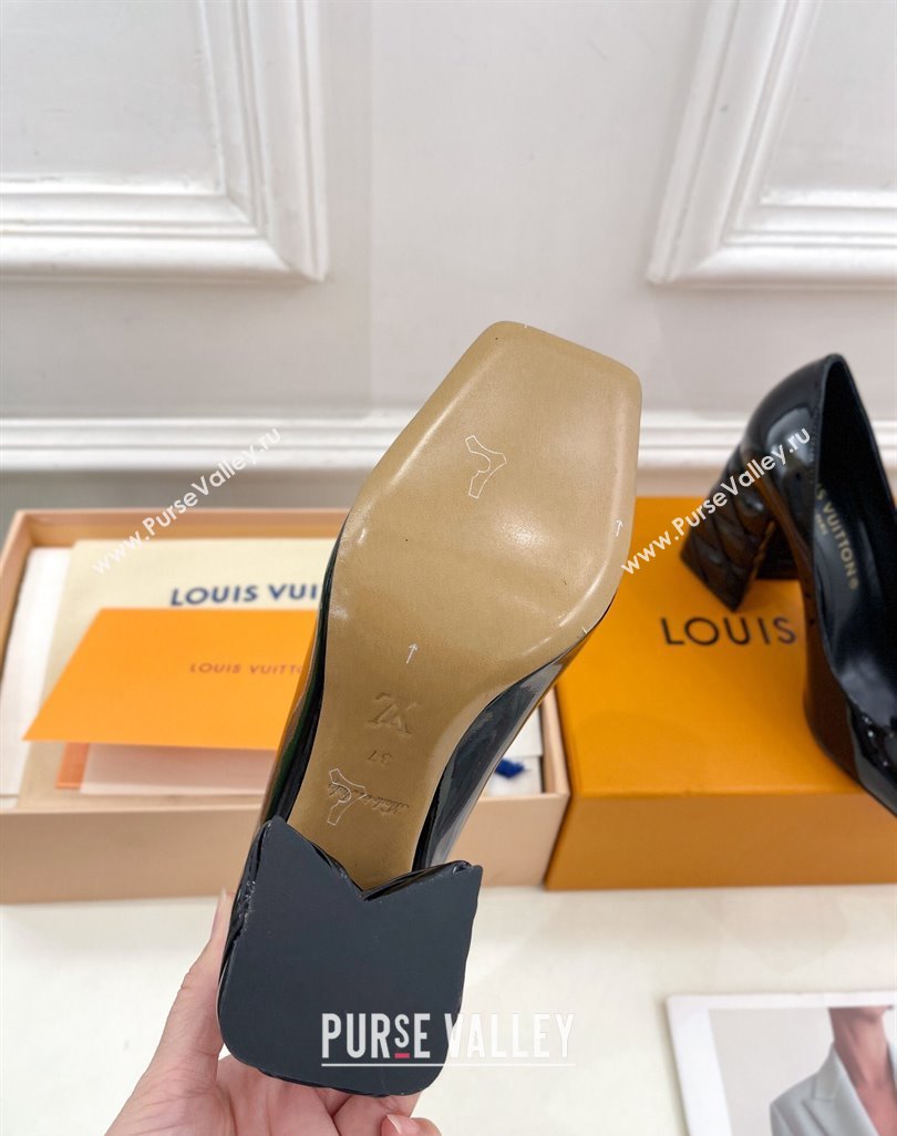 Louis Vuitton Shake Pumps 9cm in Patent Leather with Quilted Block Heel Black 2023 1ACLJS (MD-231218047)